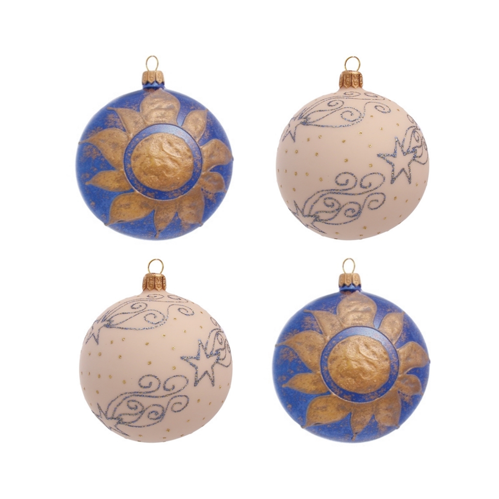 Set de boules de Noël en verre avec soleil