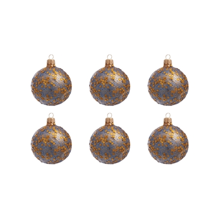 Set de petites boules de Noël bleues avec étoiles