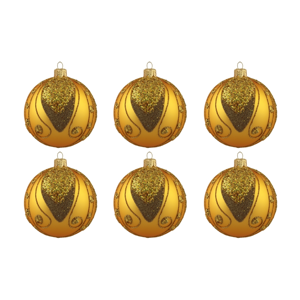 Set de boules de Noël dorées avec décor doré