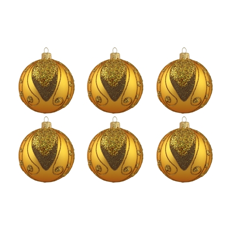 Set de boules de Noël dorées avec décor doré