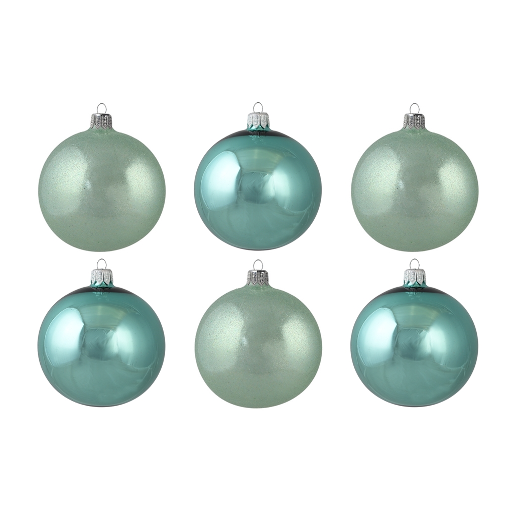 Set de boules de Noël aux couleurs menthe