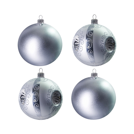 Set de boules de Noël argentées avec relief