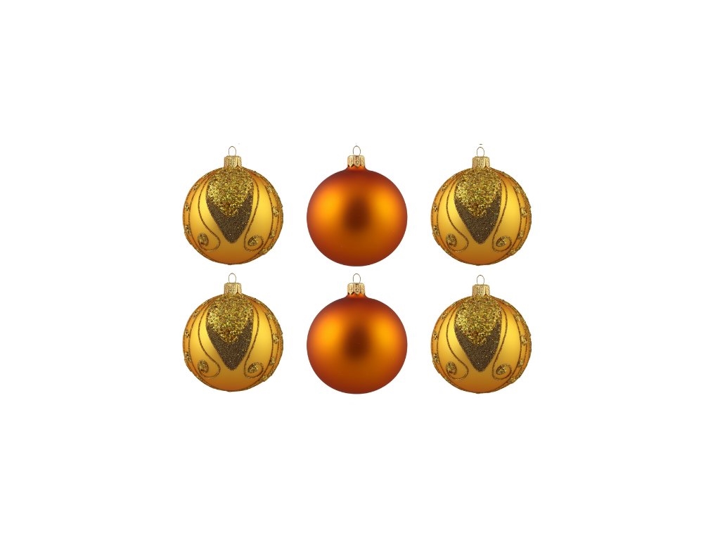 Set de boules de Noël dorées avec décor scintillant
