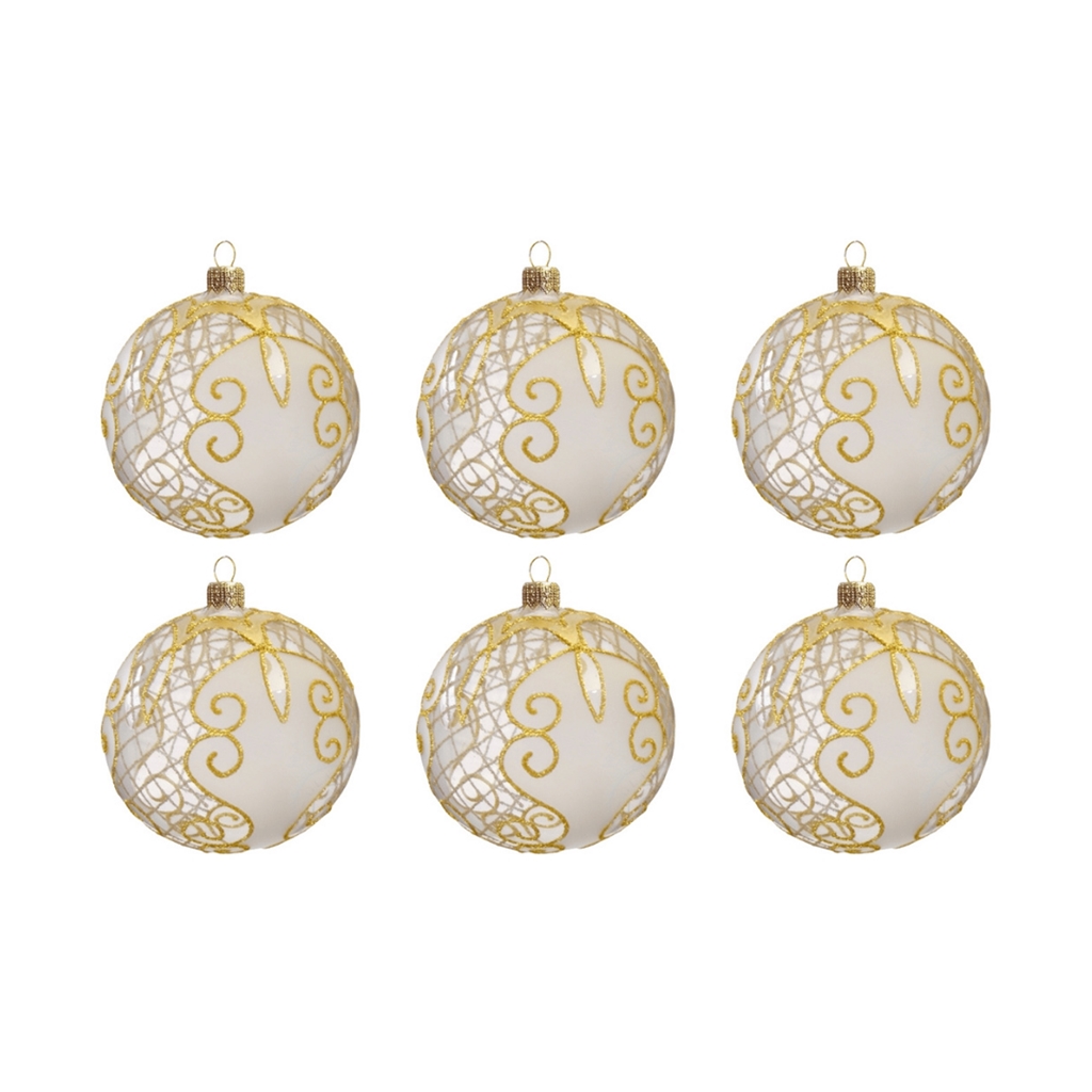Set de boules de Noël transparentes avec décor doré