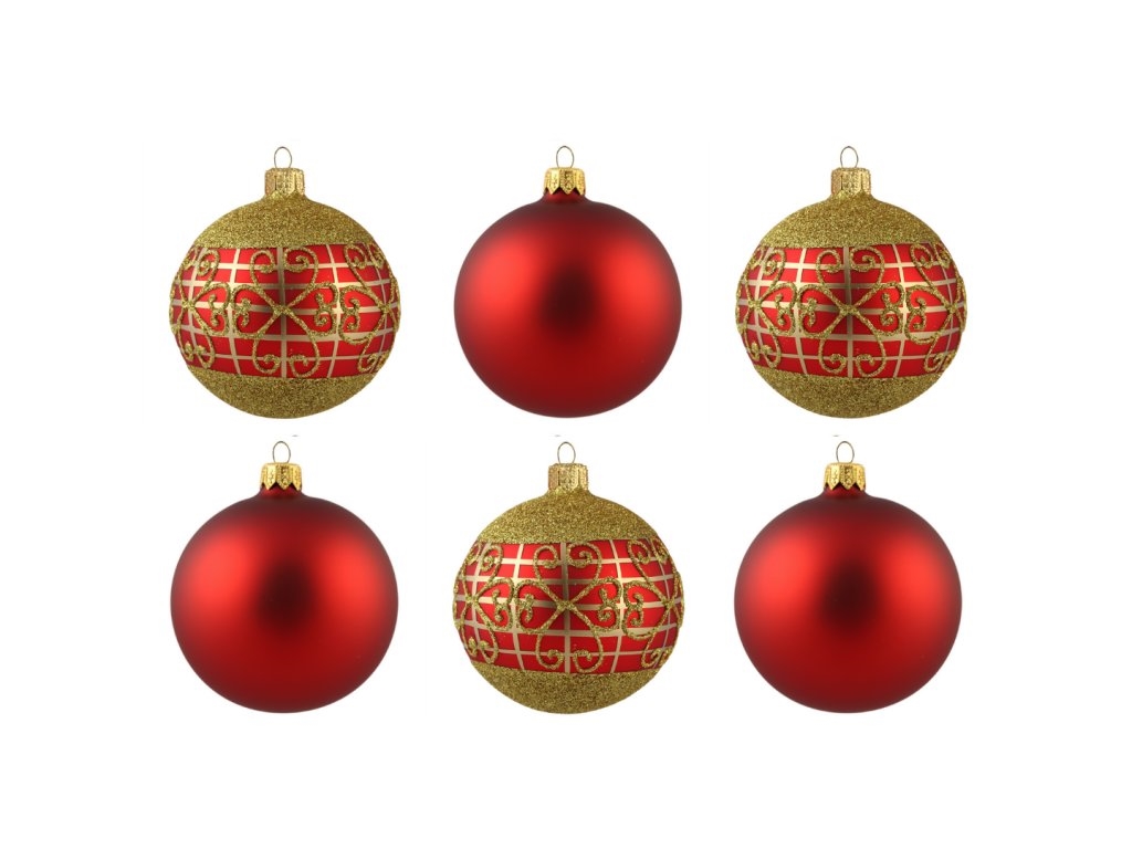 Set de boules de Noël rouges richement décorées