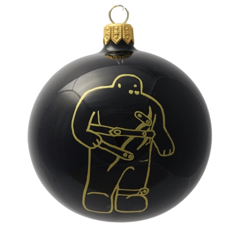Boule de Noël noire avec décor Golem