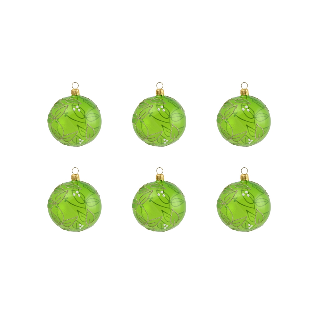 Set de petites boules de Noël vertes transparentes
