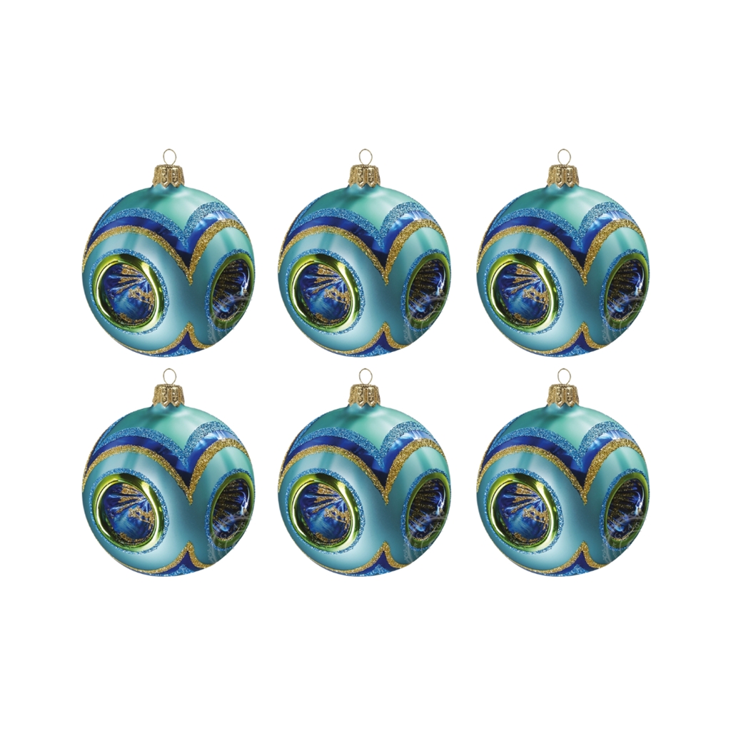Set de boules de Noël turquoises avec relief