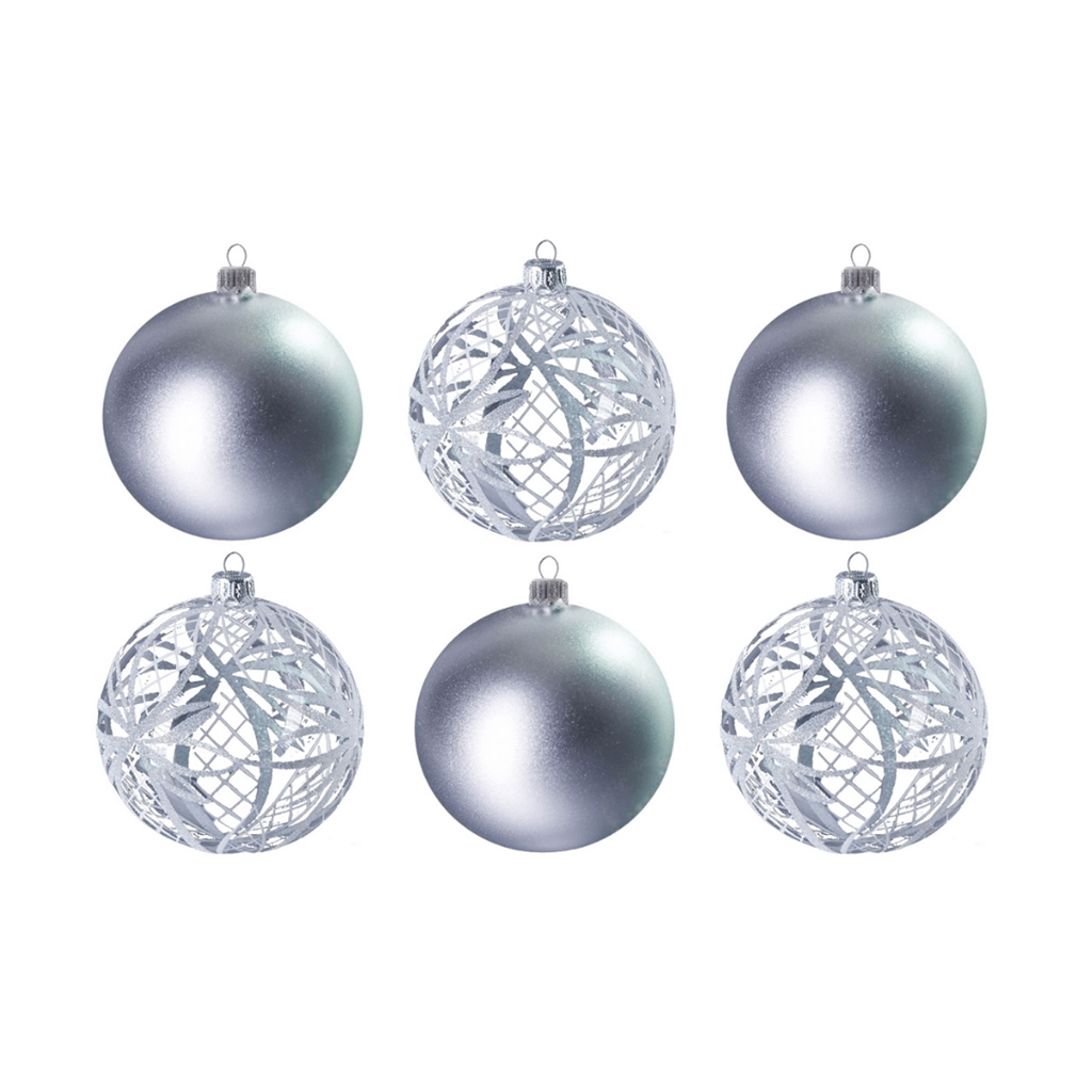 Set de boules de Noël élégantes argentées