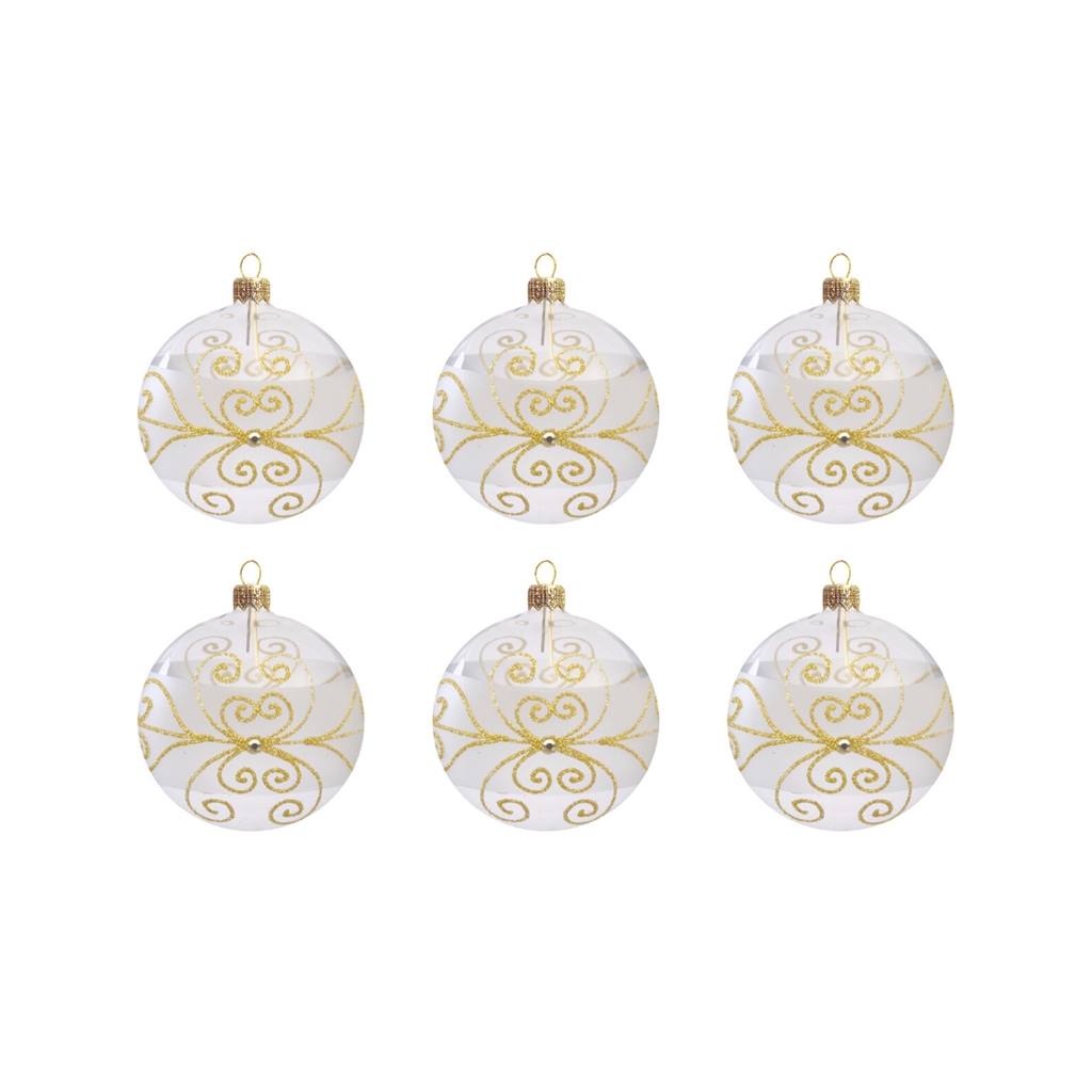 Set de petites boules de Noël transparentes avec strass