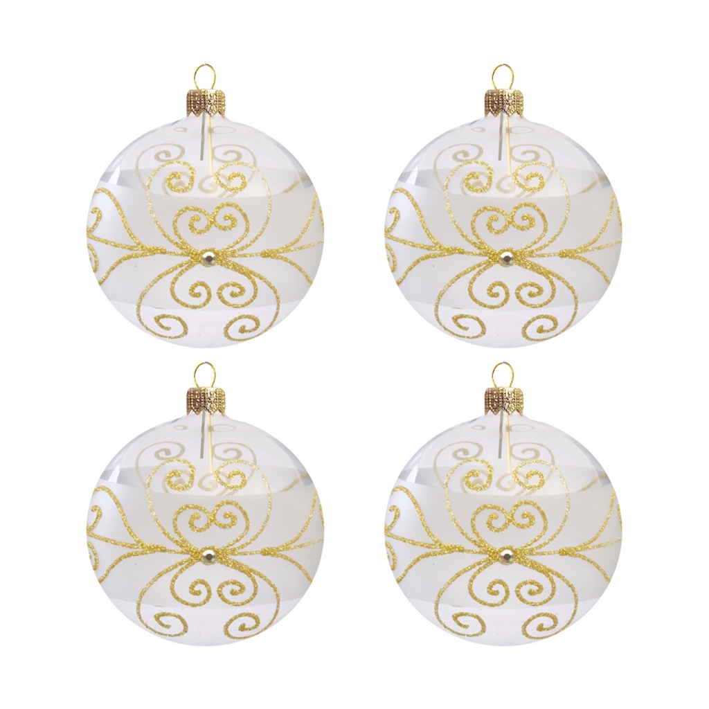 Set de grandes boules de Noël transparentes avec strass