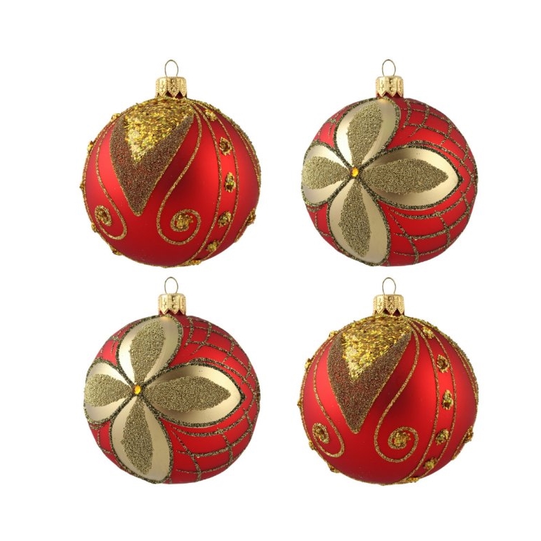 Set de boules de Noël en rouge et or