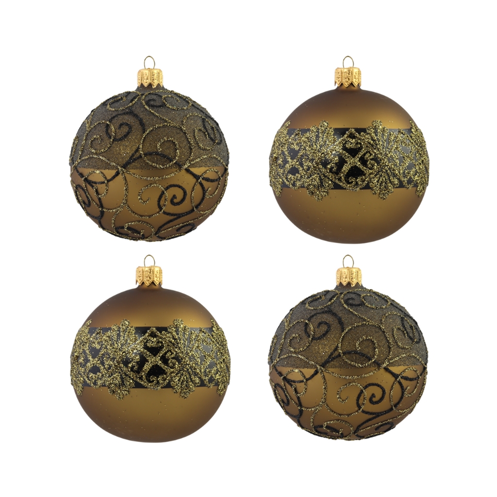 Set de boules de Noël brunes-noires