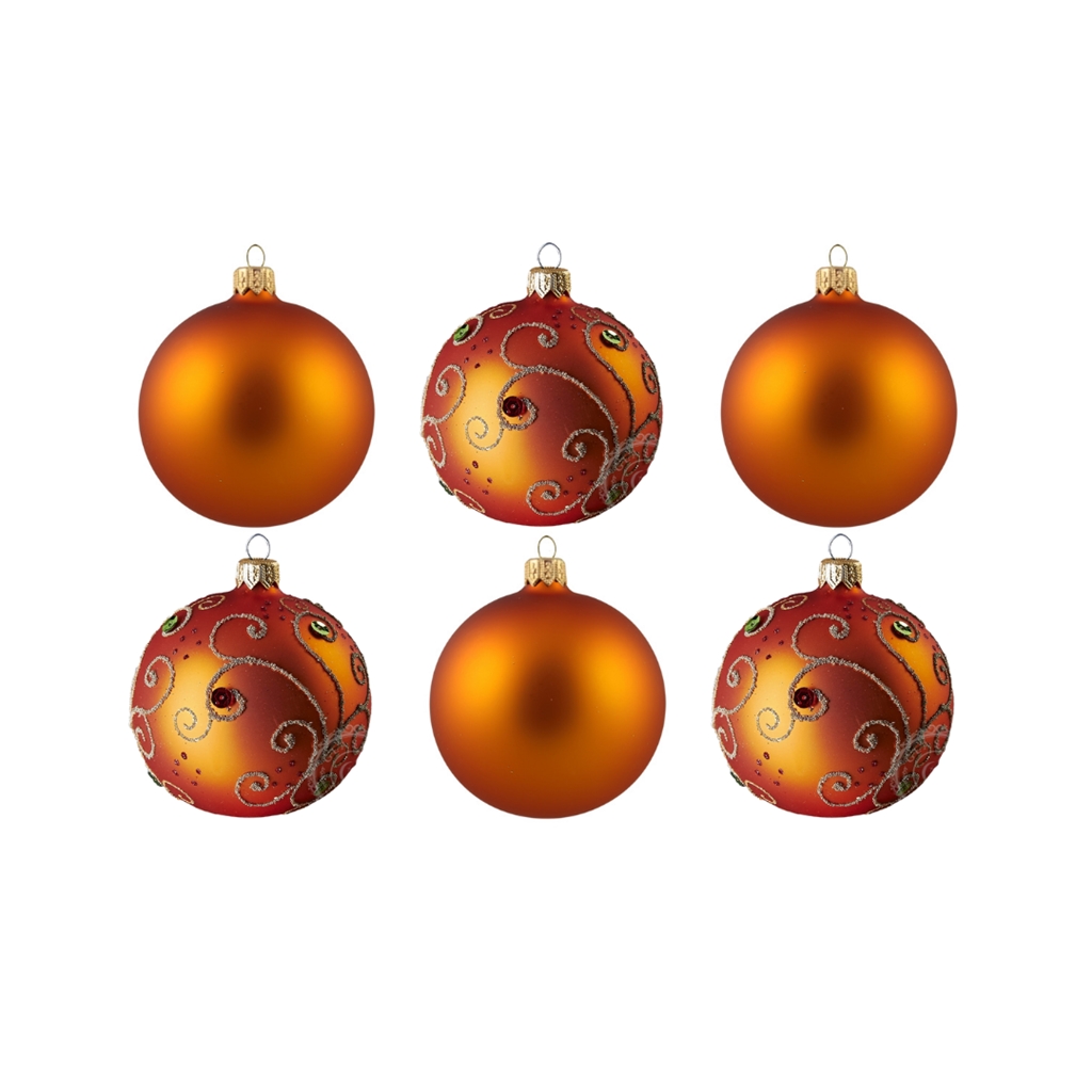 Set de boules de Noël oranges mates