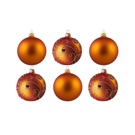 Set de boules de Noël oranges mates