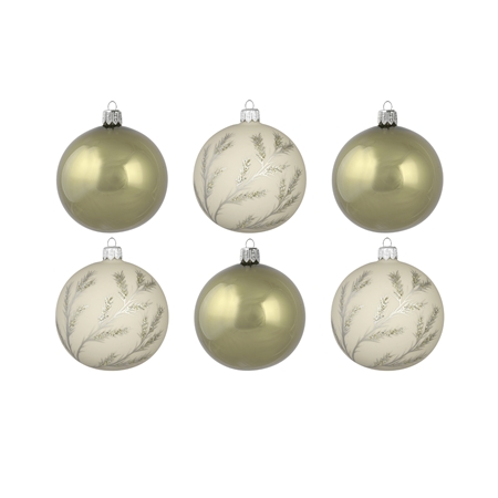 Set de boules de Noël en verre Let it Slow en vert kaki