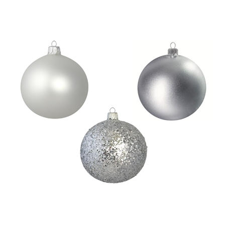 Set de trois boules de Noël en argent