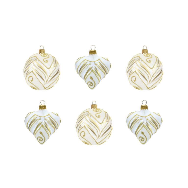 Set de petites boules de Noël transparentes avec décor doré