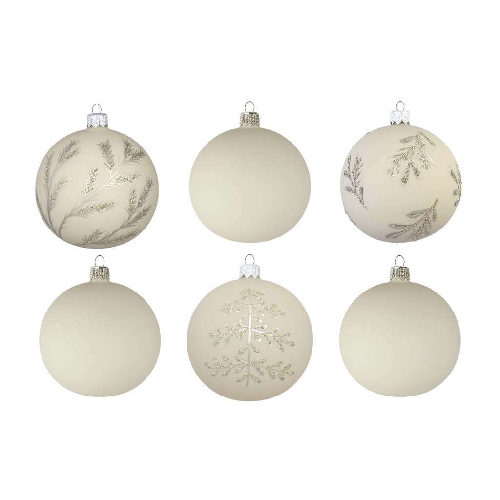 Set de boules de Noël en verre Let it slow beige