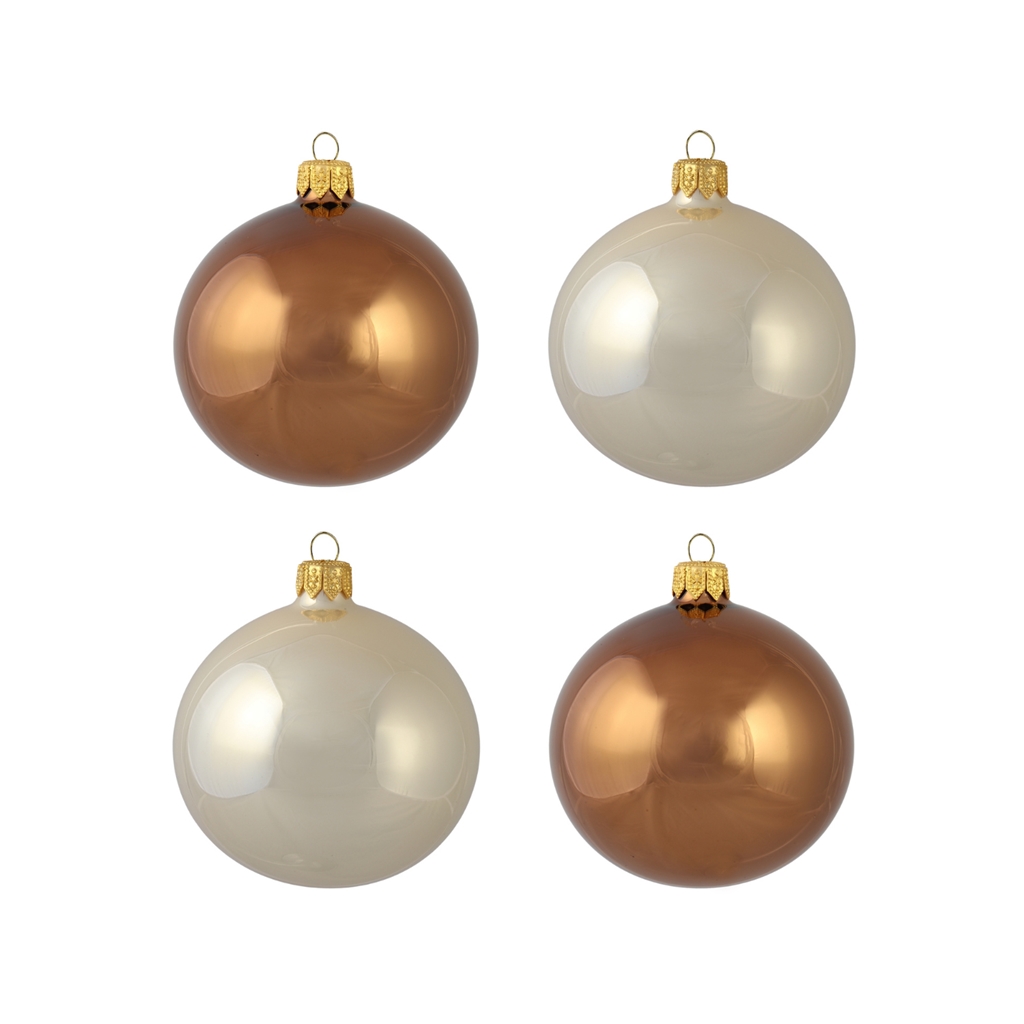 Set brun-crème de boules de Noël
