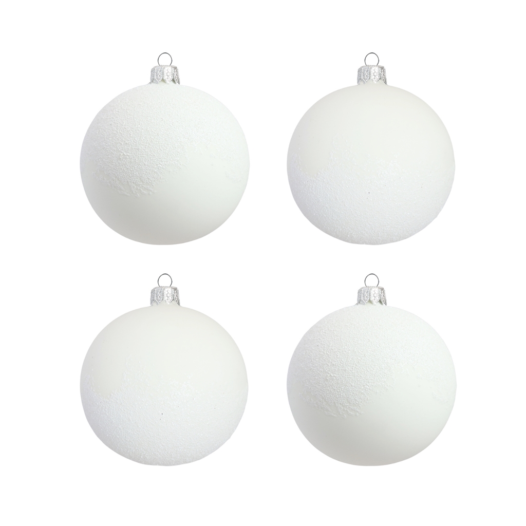 Set blanc mat de boules de Noël