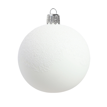 Boule de Noël en blanc porcelaine avec saupoudrage sur le dessus