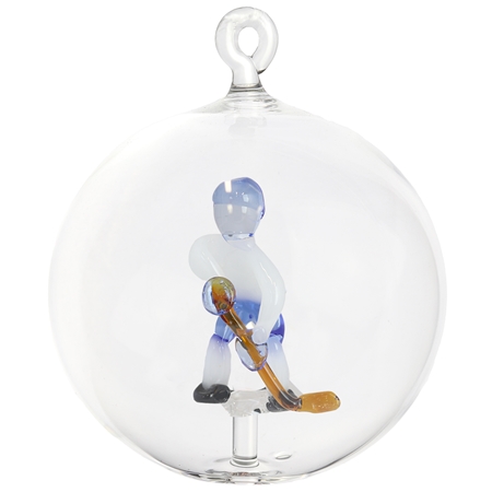 Boule de Noël avec joueur de hockey