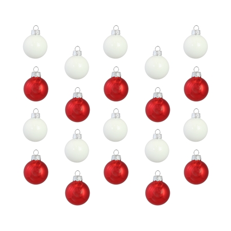 Set de boules de Noël en rouge et blanc