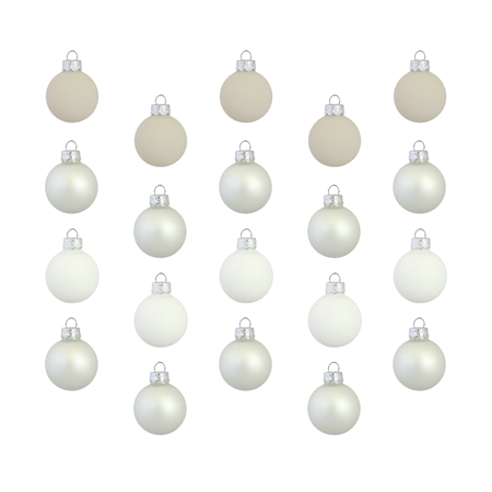 Set de boules de Noël en blanc, opale et beige
