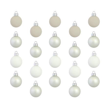 Set de boules de Noël en blanc, opale et beige