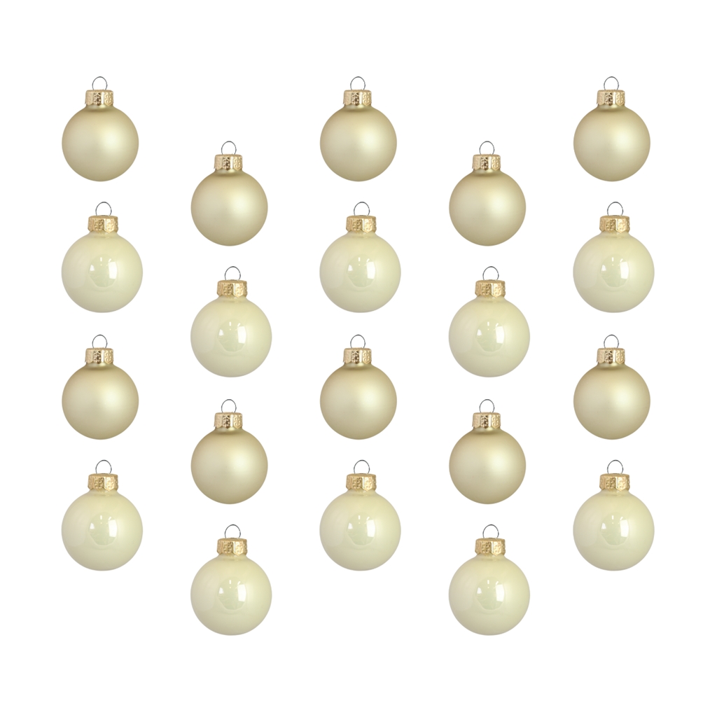 Set de boules de Noël en crème et or