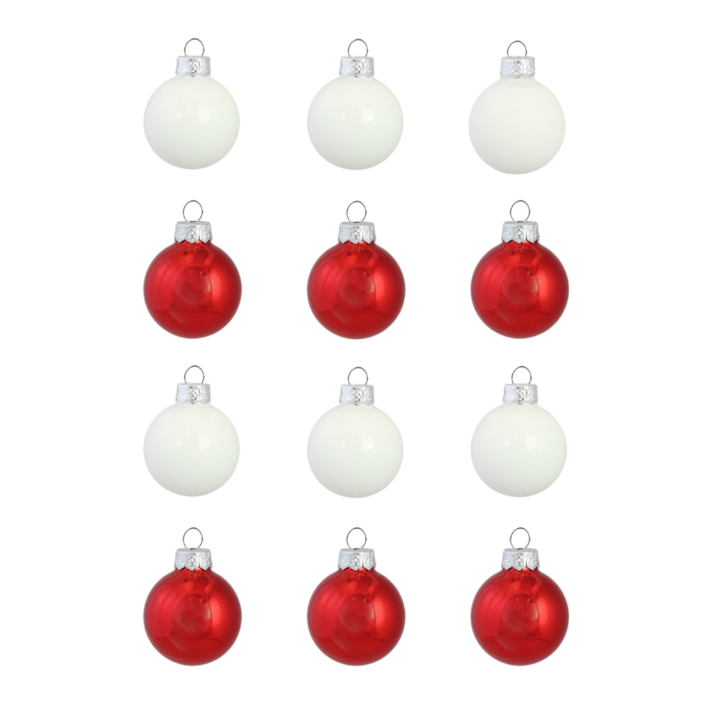 Set de boules de Noël en rouge et blanc