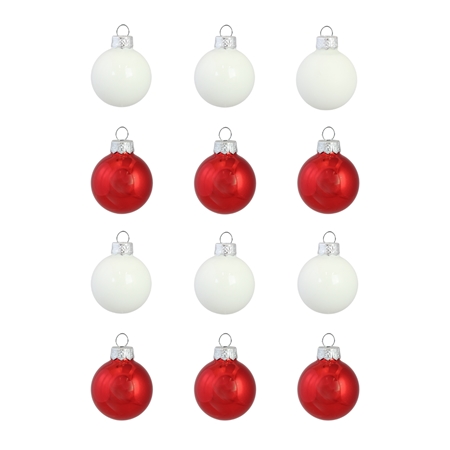 Set de boules de Noël en rouge et blanc