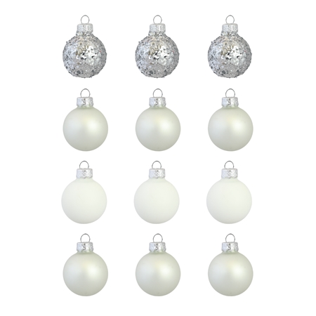 Set de boules de Noël en argent et blanc