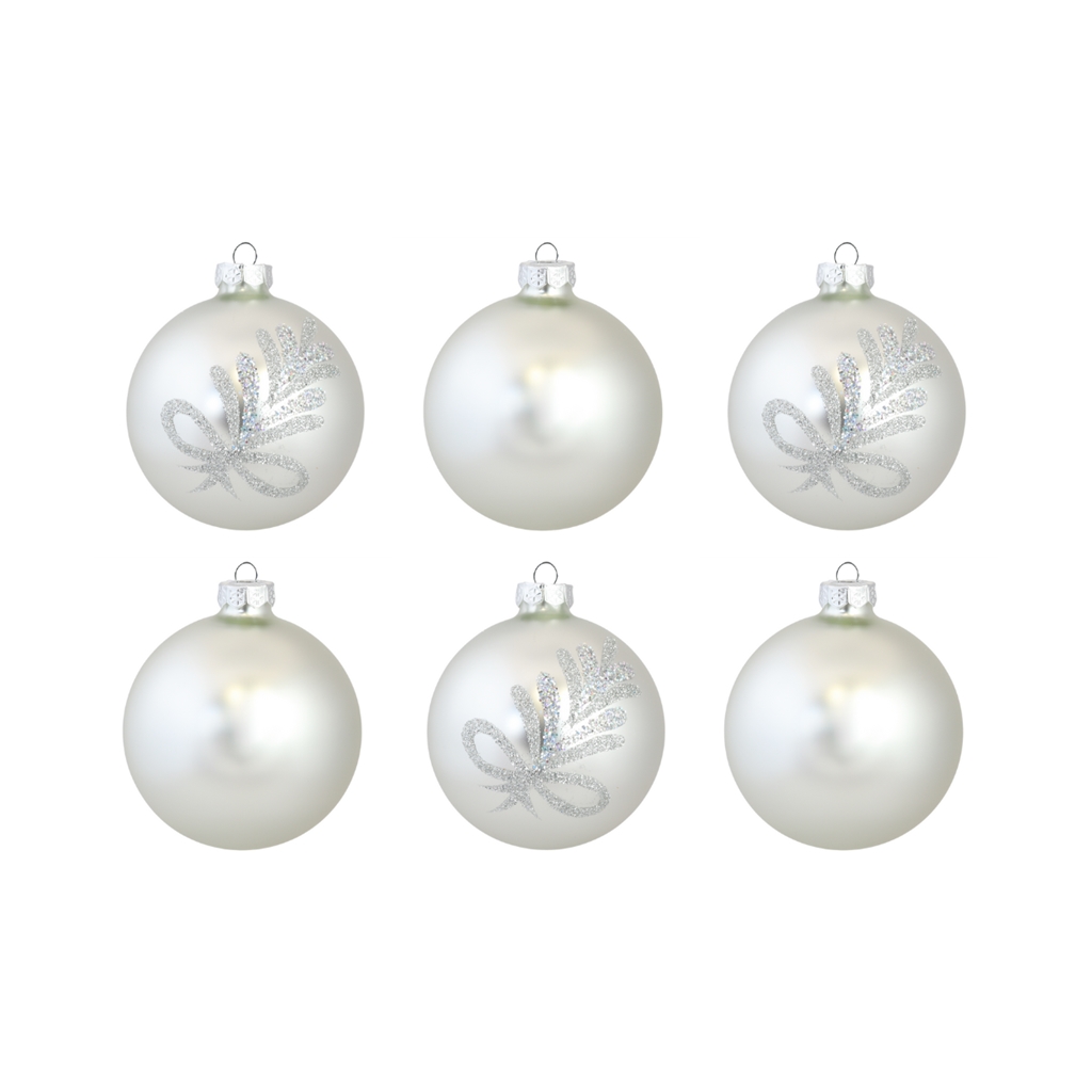 Set de six boules de Noël en argent