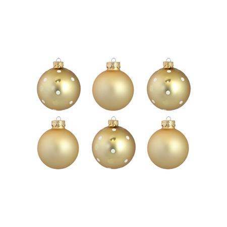 Set de six boules de Noël en or avec points fins