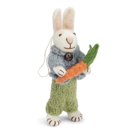 ​​Lapin en feutre avec pantalon et carotte