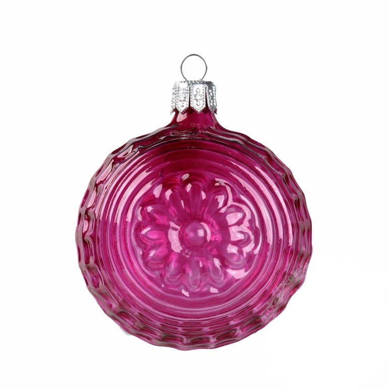 Boule en verre rose motif fleur