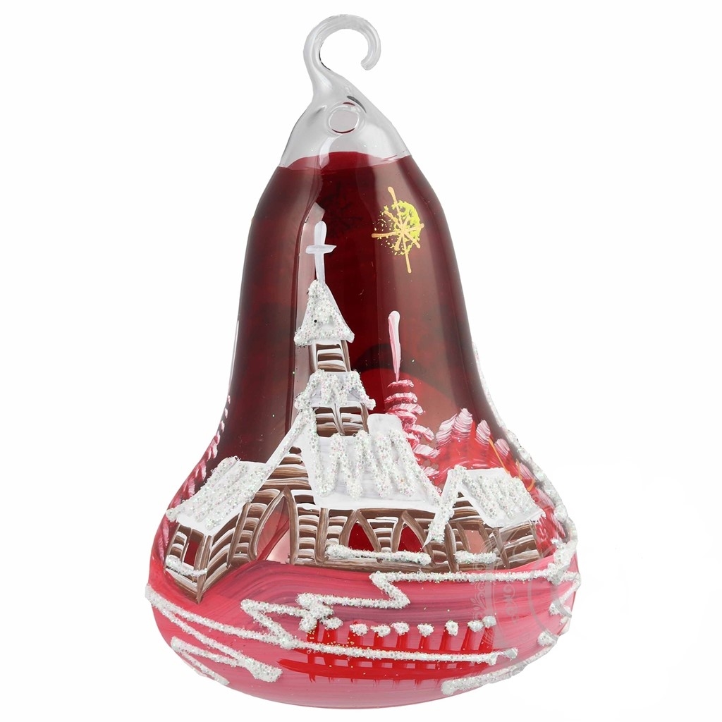 Bougeoir en verre cloche rouge foncé