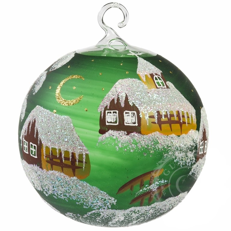 Bougeoir de Noël en verre vert