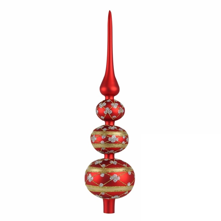 Pointe de Noël rouge avec décor argenté et doré