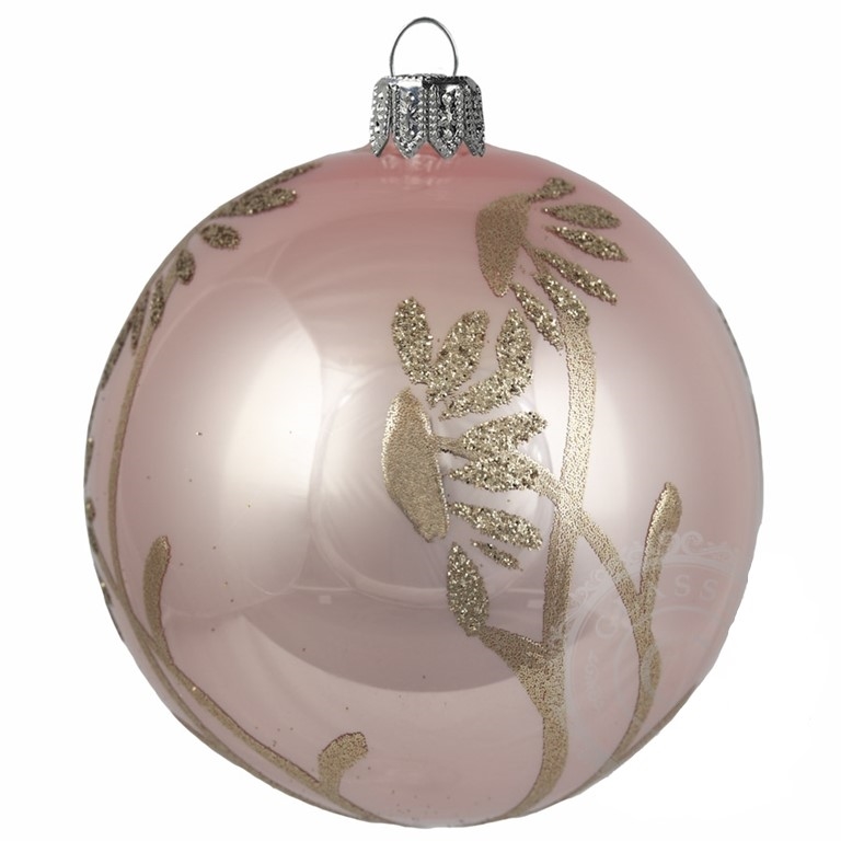 Boule de Noël rose fleurs