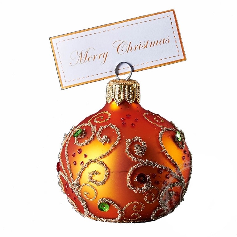 Porte-nom de Noël en couleur orange avec strass