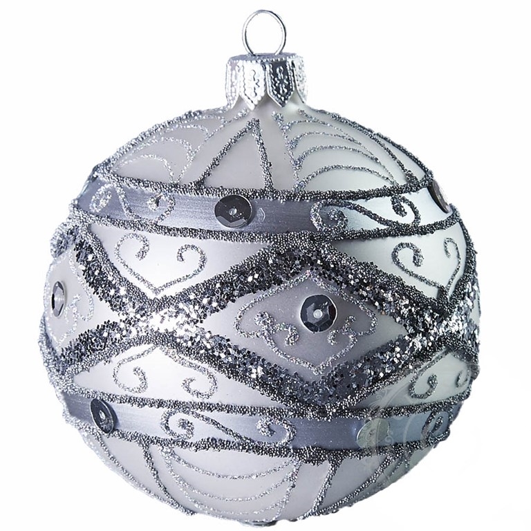 Boule de Noël argentée décorée 