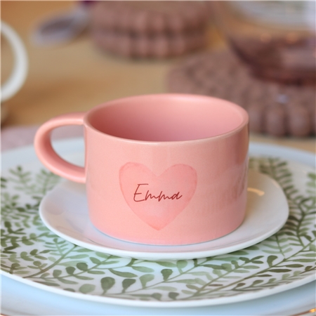 Tasse rose avec nom