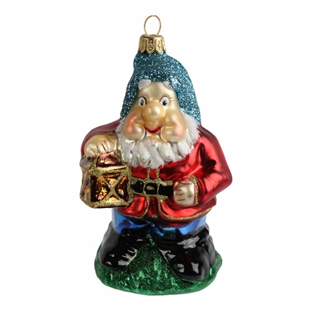 Vánoční figurka trpaslík s lucernou
