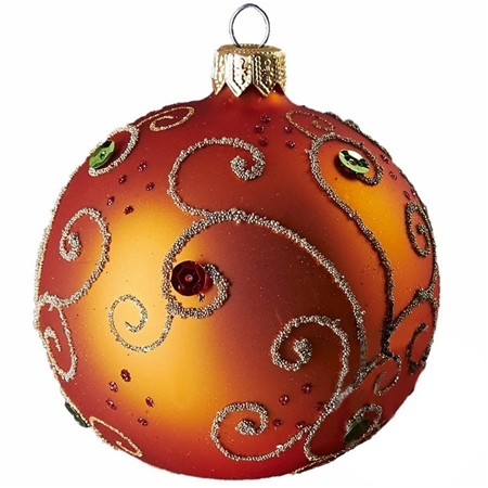 Boule de Noël en couleur orange avec strass