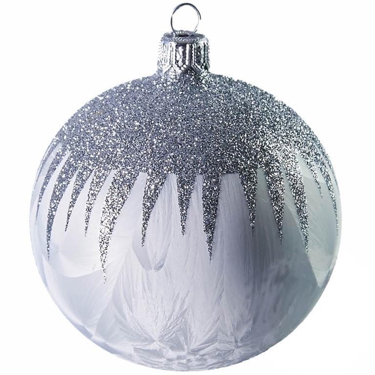 Boule blanche avec vernis gelé et décor argenté