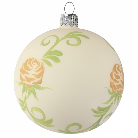 Boule en verre crème fleurs