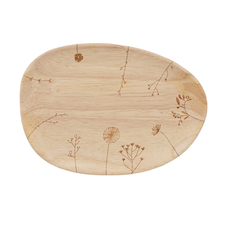 Assiette en bois avec décor floral